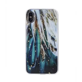 iLike Samsung Gold Glam hoesje voor Samsung Galaxy A53 5G - verendesign, transparant met gouden accenten