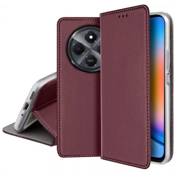 iLike Smart Magnetic Case voor Xiaomi Redmi 14C 4G/14C 5G/Redmi A4/POCO C75 - bordeauxrood