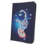 iLike universeel Cosmonaut tablet-hoesje voor 9-10 inch tablets, PU-leer, meerkleurig, standfunctie, elastische band, microvezel binnenvoering