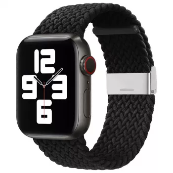 iLike Watch 38/40/41mm gevlochten stoffen band zwart