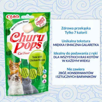 INABA Churu Pops tonijn met kip kattensnacks 4x15 g
