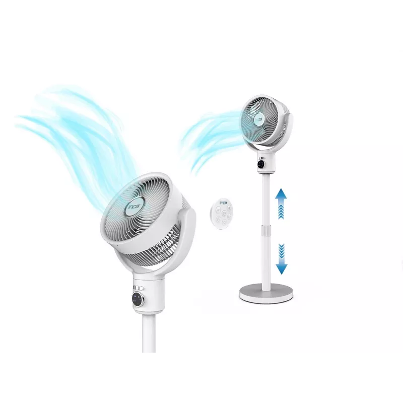 INCA IAF-01B staande ventilator met accu, BLDC-motor, 5 snelheden, LED-display, wit