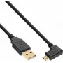 InLine Micro-USB 2.0-kabel, USB-A stekker naar Micro-B stekker haaks, vergulde contacten, 0,5 m
