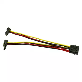 Inter-Tech Molex naar 2x SATA stroom 90° adapterkabel, 0,15 m