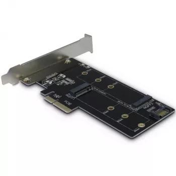 Inter-Tech PCIe-adapterkaart KT015 PCIe x4 naar M.2 NVMe + SATA naar M.2