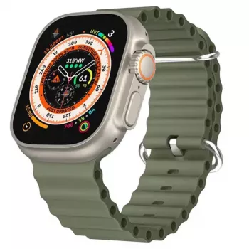 iWear S1 Grooved Soft Silicone 20mm band voor Apple Watch 49mm / 45mm / 44mm / 42mm Khaki Green