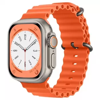 iWear S1 Grooved Soft Siliconen 20mm Band voor Apple Watch 49mm / 45mm / 44mm / 42mm Oranje