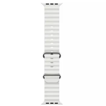 iWear S1 Grooved Soft Silicone 20mm band voor Apple Watch 49mm / 45mm / 44mm / 42mm wit
