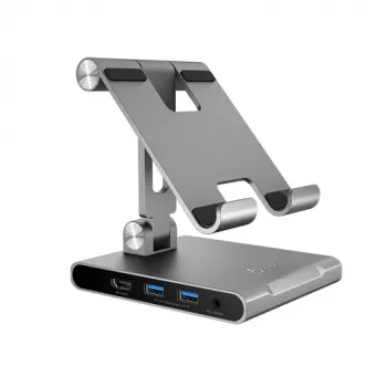 J5CREATE JTS224-N Multi-Angle Stand met USB-C Dockingstation voor iPad Pro (Space Grey)