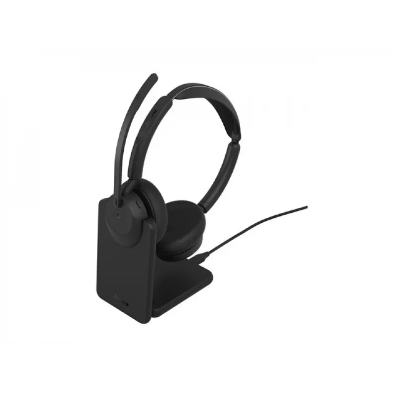 Jabra Evolve3 45 MS Stereo headset, Link 390c, oplaadstandaard, zwart