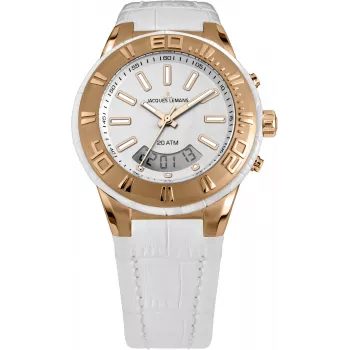 JACQUES LEMANS Liverpool unisex quartz horloge 45mm edelstaal zwarte wijzerplaat leren band 1-1772F