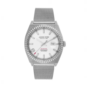 JASON HYDE MAN JH30003 analoog quartzhorloge 40mm blauwe wijzerplaat bruine leren band