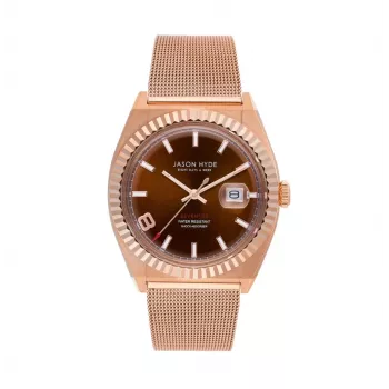 JASON HYDE MAN JH30005 quartz horloge 40mm blauwe wijzerplaat zilveren RVS meshband
