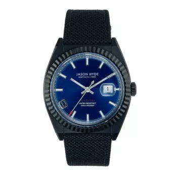 JASON HYDE MAN JH30008 40mm Quartz Analoog Horloge Zwarte wijzerplaat Leren band