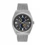 JASON HYDE MAN JH41005 40mm quartz RVS leder herenhorloge zwart