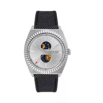 JASON HYDE herenhorloge JH41000 40mm quartz analoog RVS leer zwart