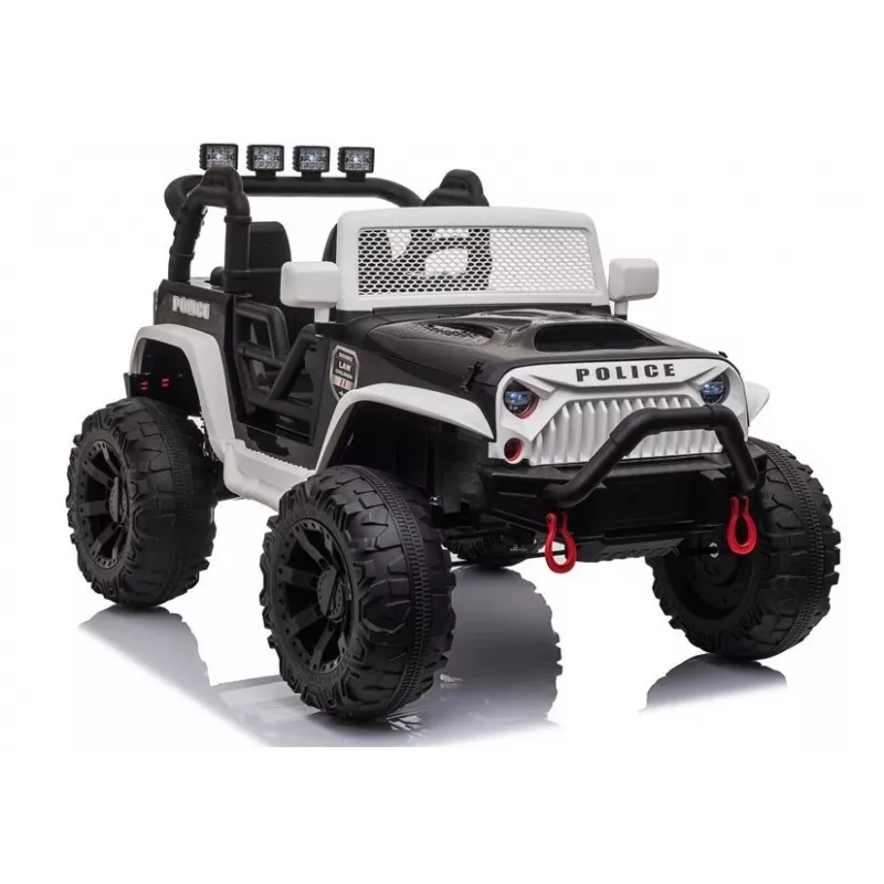 JC666 Politieauto kinderelektroauto met LED-verlichting, MP3 en afstandsbediening Wit