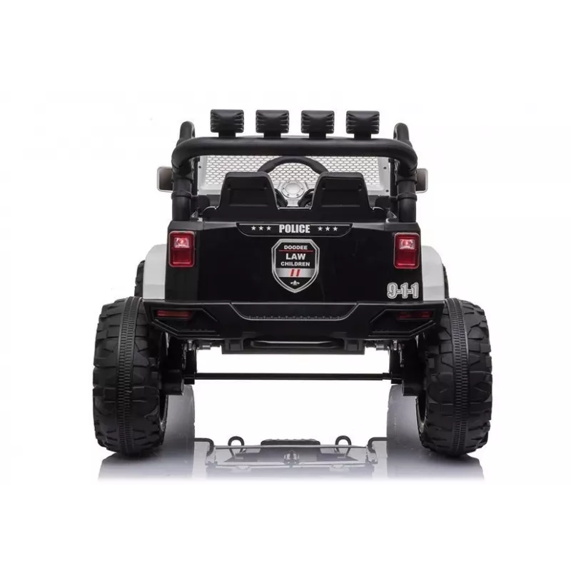JC666 Politieauto kinderelektroauto met LED-verlichting, MP3 en afstandsbediening Wit