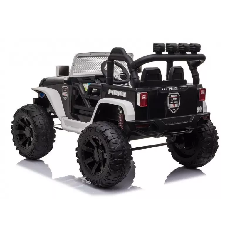 JC666 Politieauto kinderelektroauto met LED-verlichting, MP3 en afstandsbediening Wit