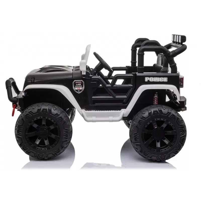 JC666 Politieauto kinderelektroauto met LED-verlichting, MP3 en afstandsbediening Wit