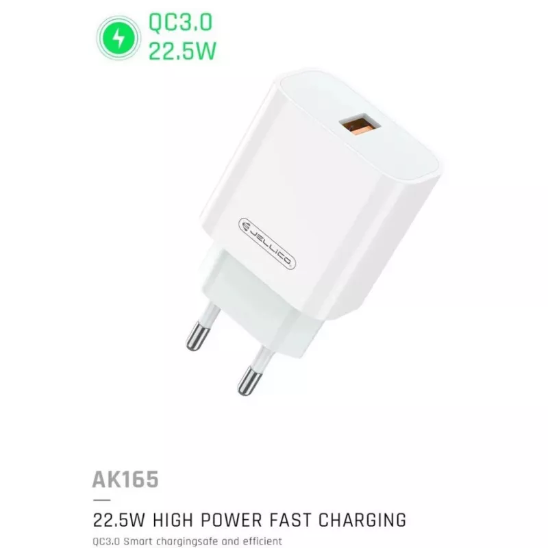 Jellico AK-165 USB 22.5W QC 3.0 smart fast charger 1x USB (5-12V) wit