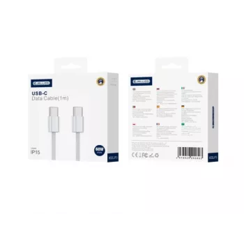 Jellico IP15 Geweven Katoen iPhone 15 / 16 USB-C naar USB-C Data- & Fast-PD-60W-oplaadkabel 1m Wit