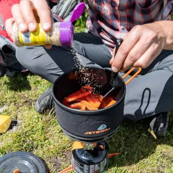 Jetboil 1,5L keramische kookpan - campingkookpan met FluxRing, hardgeanodiseerd aluminium, antiaanbaklaag, opvouwbare handgrepen