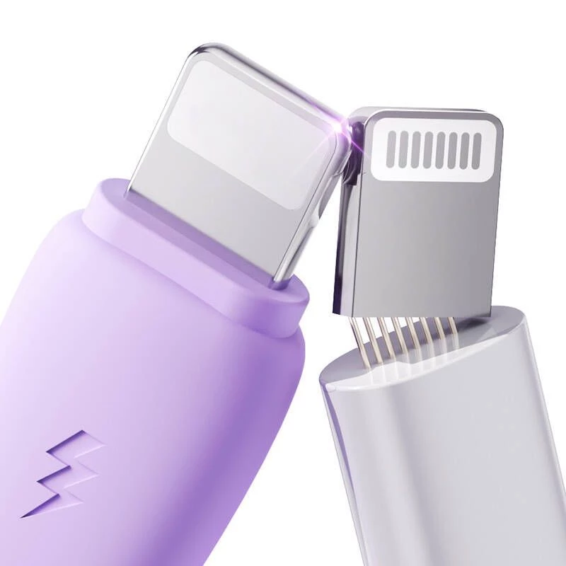 JOYROOM 3in1 kleurrijke USB naar USB-C/Lightning/Micro USB-kabel 3.5A, 1m (paars)
