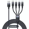 Joyroom 4-in-1 USB-A naar 2x Lightning / USB-C / Micro USB oplaadkabel, 3,5A, 1,2m, zwart (A18-serie)