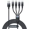 Joyroom 4-in-1 USB - Lightning/ Type-C/ Type-C/ Micro USB kabel Multi-Color-serie A18, 3,5A, 1,2m, zwart (S-1T4018A18c)