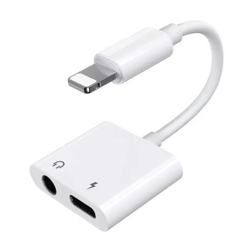 Joyroom adapter Lightning naar Lightning/3.5mm mini-jack, 0,12 m, wit (S-Y104)