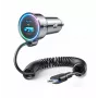 Joyroom auto-oplader 3-in-1, C+U met Type-C spiraalkabel 1,6m, 72W, zwart (JR-CL07)