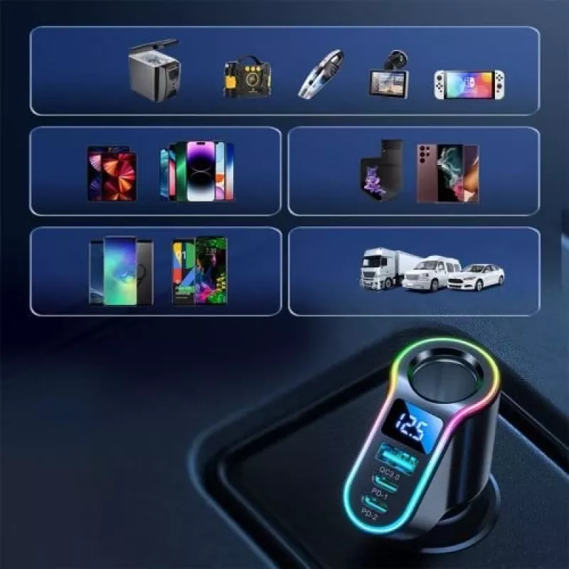 Joyroom autolader 4-in-1 Bluetooth FM-transmitter PD 150W zwart (JR-CL21)