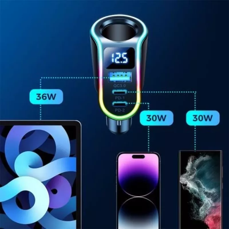 Joyroom autolader 4-in-1 Bluetooth FM-transmitter PD 150W zwart (JR-CL21)