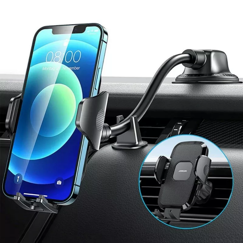 Joyroom telefoonhouder met flexibele arm voor dashboard en voorruit zwart