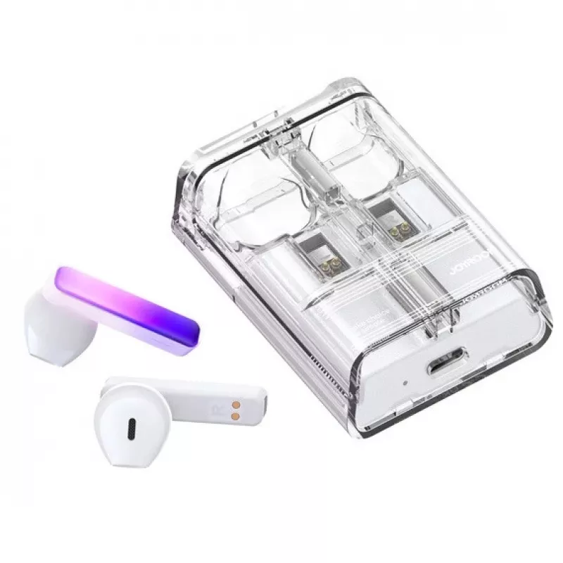 Joyroom IceLens Series True Wireless earbuds met LED-lichten, Bluetooth 5.3, wit (JR-TC1-WHT)