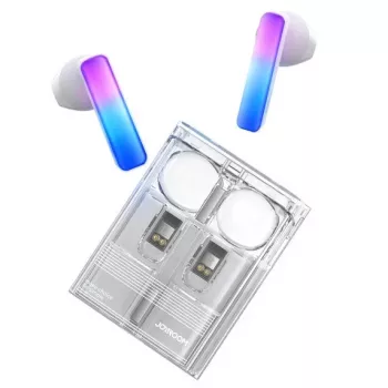 Joyroom IceLens Series true wireless earbuds met LED-verlichting, Bluetooth 5.3, wit (JR-TC1-WHT)