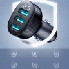 Joyroom JR-CCD03 Autolader met digitaal display, 3x USB-A, 17W, 3,4A, zwart
