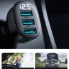 Joyroom JR-CCD03 Autolader met digitaal display, 3x USB-A, 17W, 3,4A, zwart