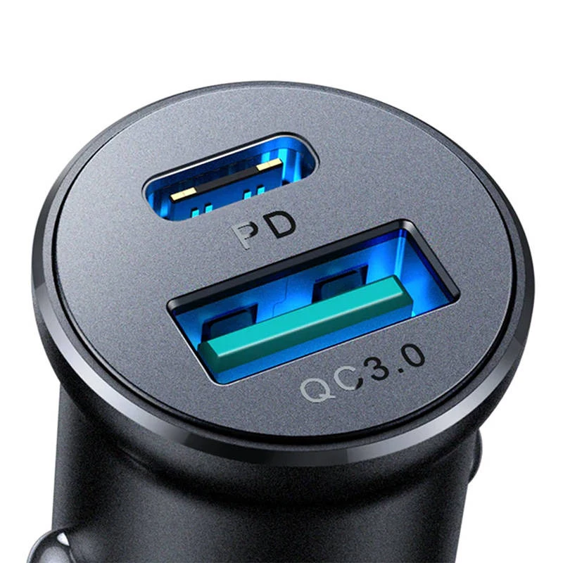 Joyroom JR-CCN05 mini autolader 30W USB-A USB-C zwart