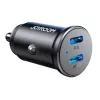 Joyroom JR-CCN06 mini autolader 30W 2x USB-C metaal zwart