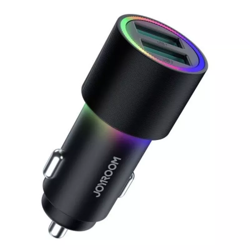 JOYROOM JR-CL10 autolader 2x USB 24W LED-achtergrondverlichting zwart