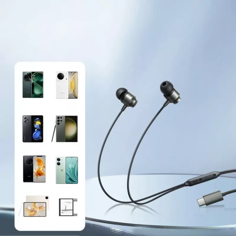 Joyroom JR-EC06 Bedrade in-ear oordopjes met afstandsbediening en microfoon, USB-C, grijs