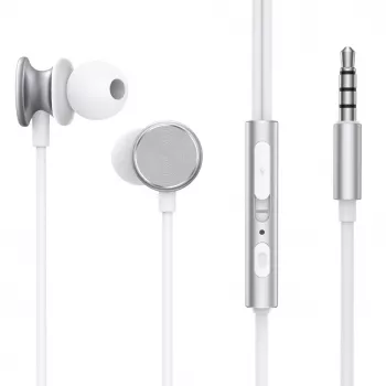 Joyroom Wired Series JR-EW03 in-ear oordopjes met afstandsbediening en microfoon, 3,5 mm jack, zilver