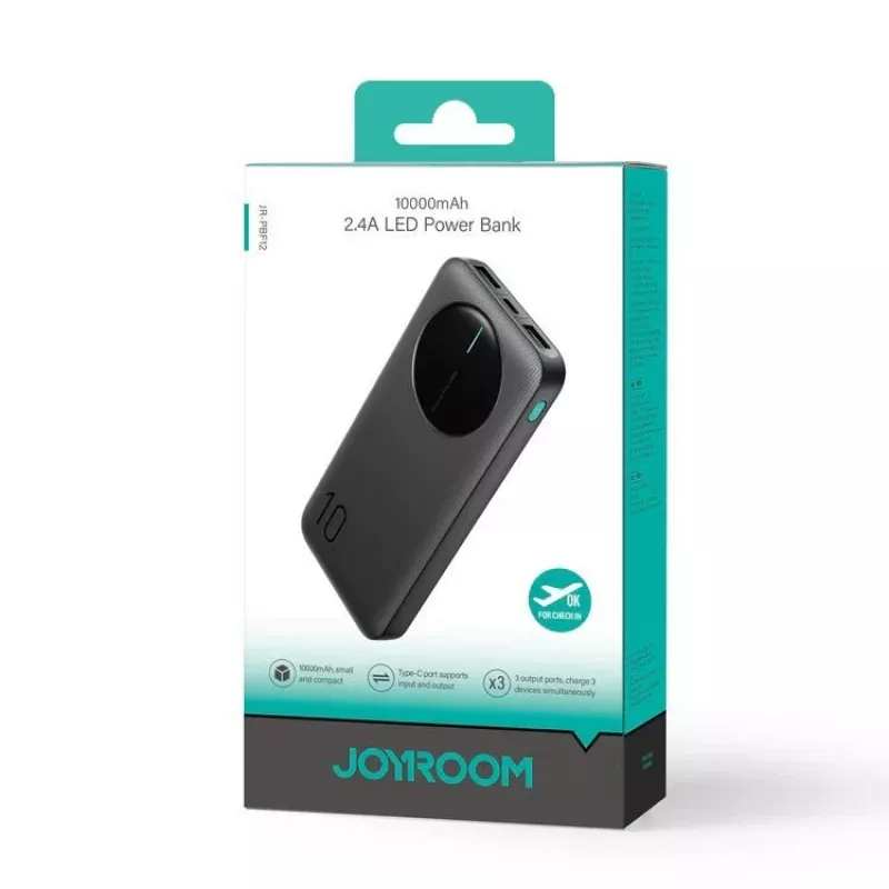 Joyroom JR-PBF12 powerbank 10000mAh 2.4A 2x USB-A 1x USB-C zwart