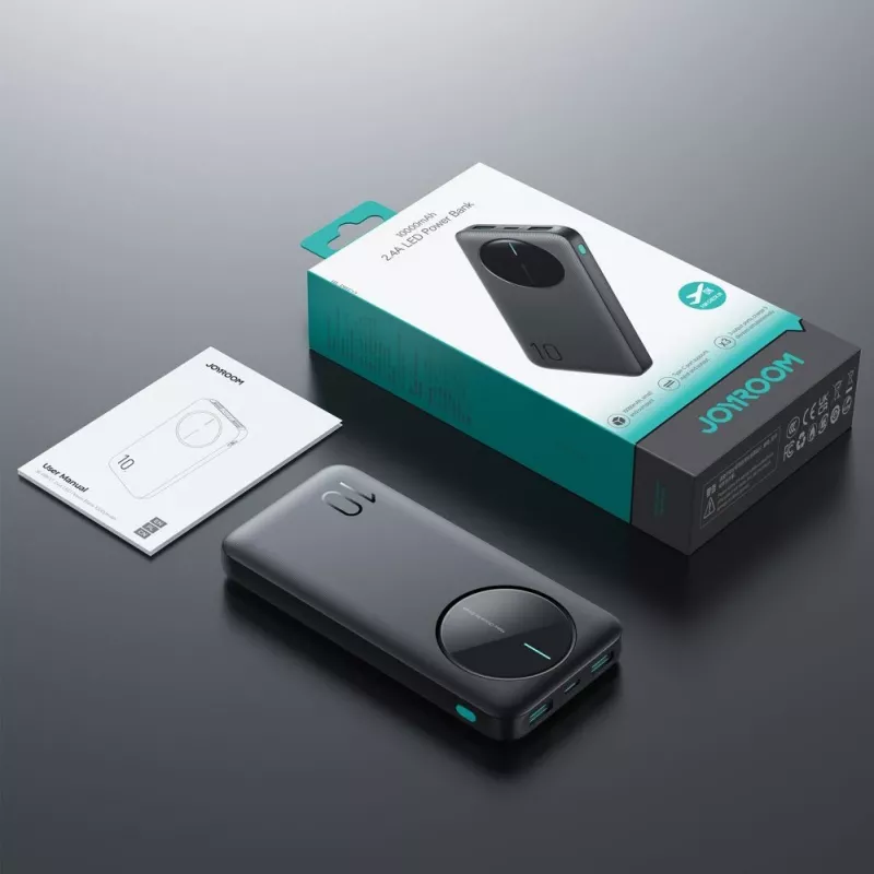 Joyroom JR-PBF12 powerbank 10000mAh 2.4A 2x USB-A 1x USB-C zwart