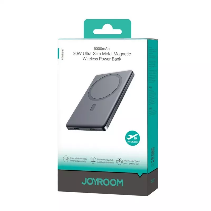 Joyroom JR-PBM08 5000mAh 20W ultra-dunne magnetische draadloze powerbank - grijs