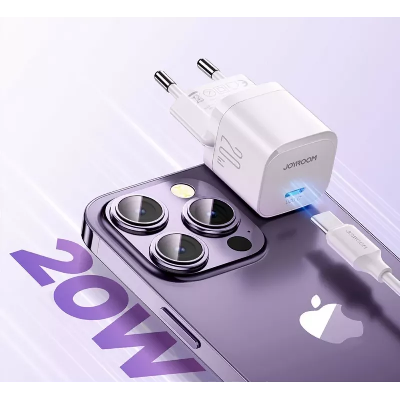 JOYROOM JR-TCF02 USB-C PD 20W wandlader met USB-C-kabel - wit