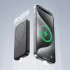 JOYROOM JR-W020 mini powerbank 5000mAh 20W USB-A USB-C draadloos opladen - zwart + USB-C-kabel