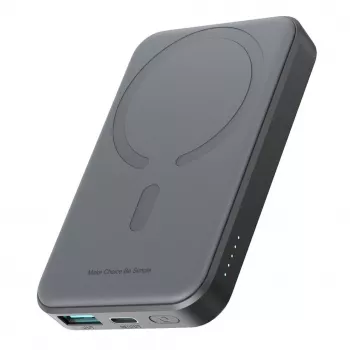 JOYROOM JR-W020 mini powerbank 5000mAh 20W USB-A USB-C draadloos opladen - zwart + USB-C-kabel